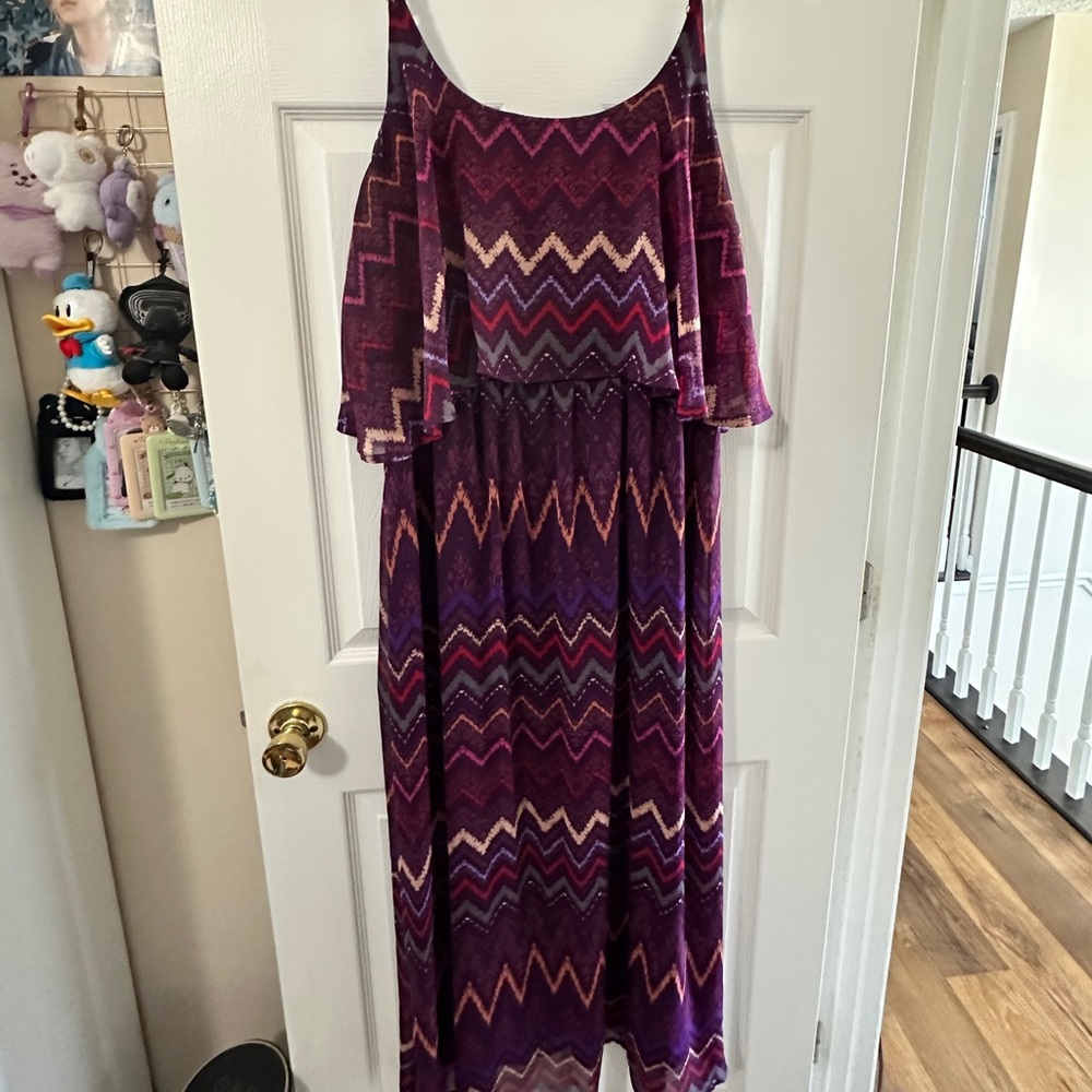 Faded Glory Women’s Purple Zigzag Maxi Dress
